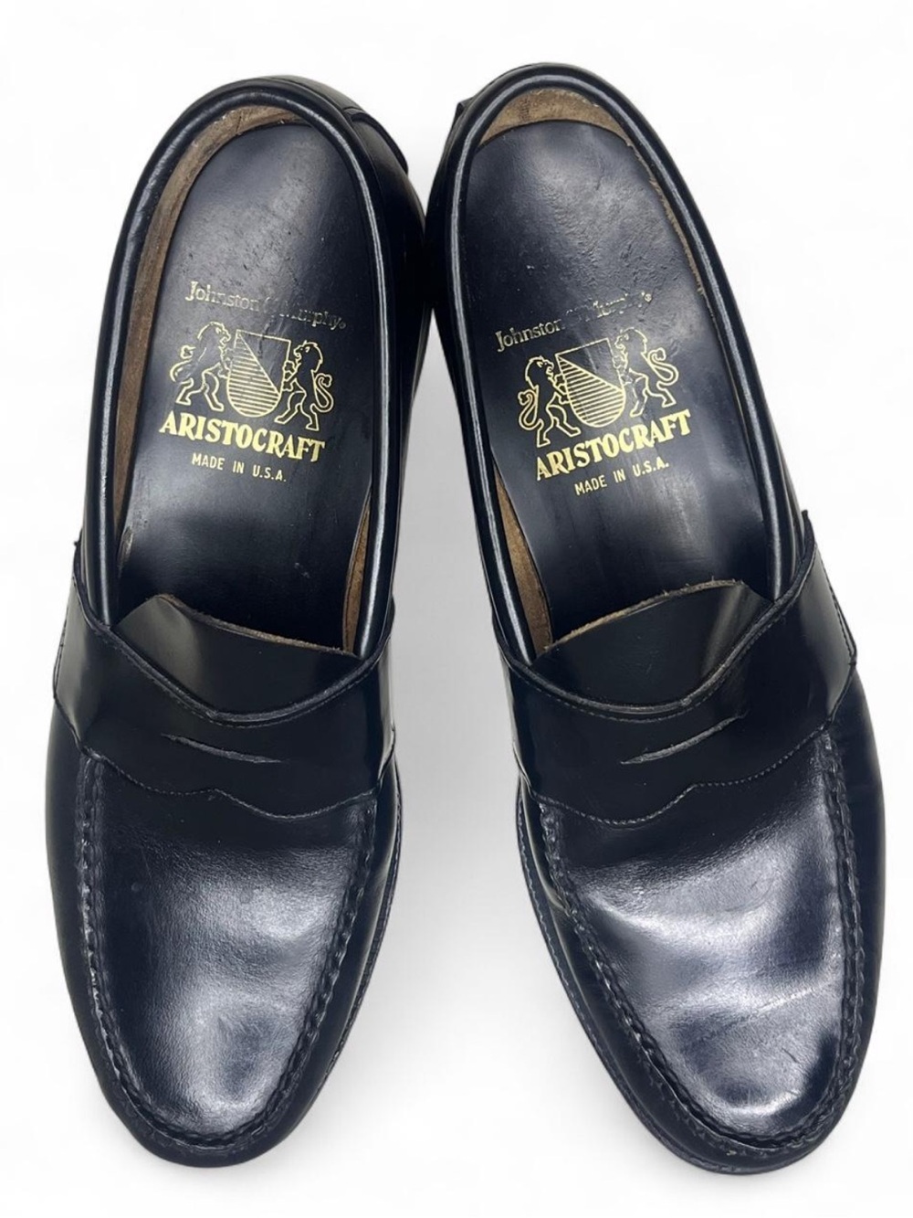 Vintage Johnston & Murphy Aristocraft black Leather Business Casual Penny Loafer